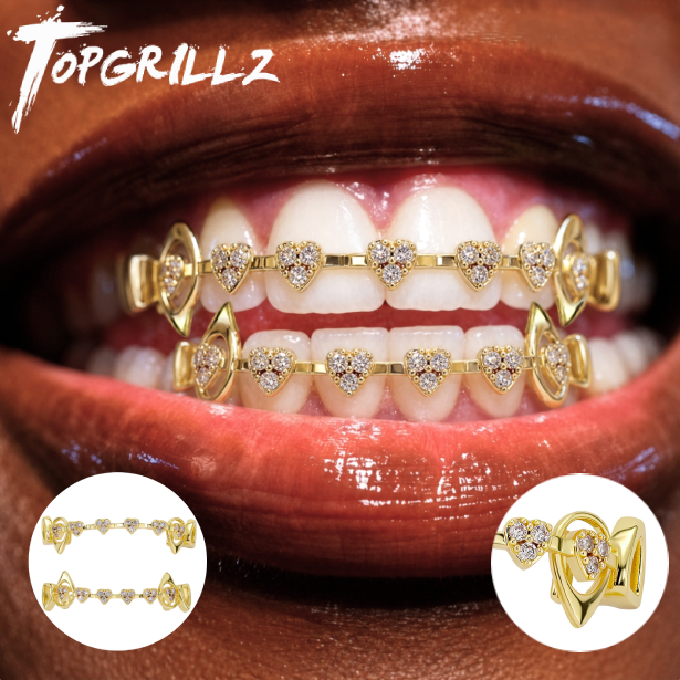 Body Jewelry Men - TOPGRILLZ Set Grillz a Cuore Cavo
