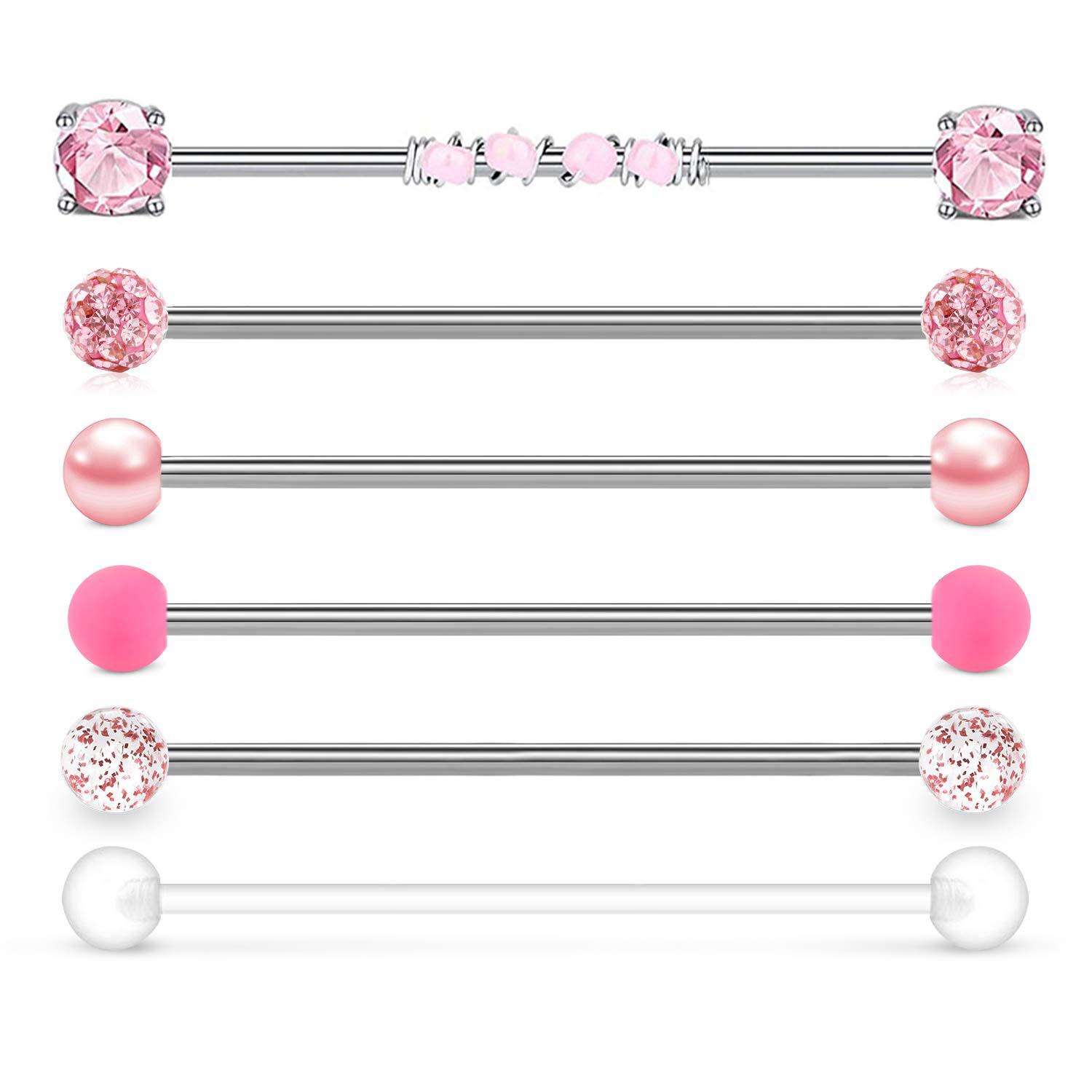 Body Jewelry Industrial - 1pc / 6pcs 14G 38mm in