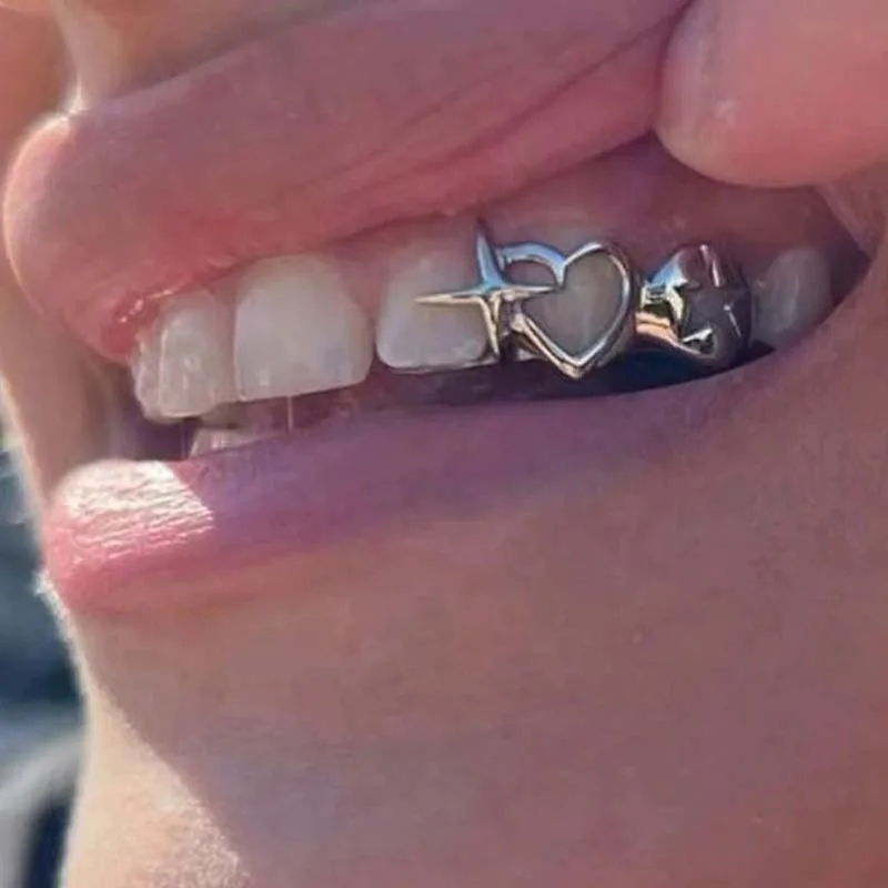 Body Jewelry Men - Punk Hip Hop Hollow Heart Denti