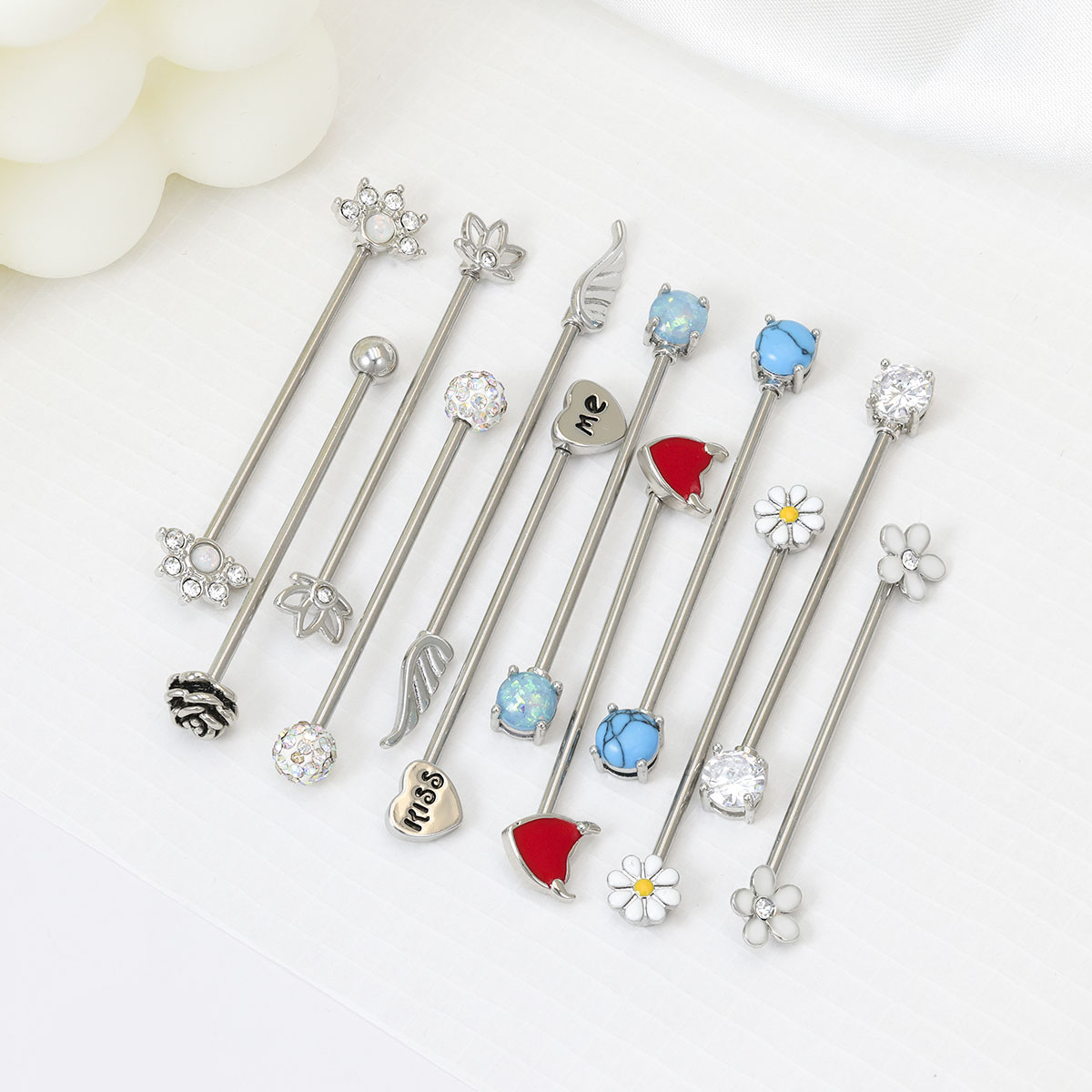 Body Jewelry Industrial - 16G Frecce Cuori Bilanciere industriale Acciaio