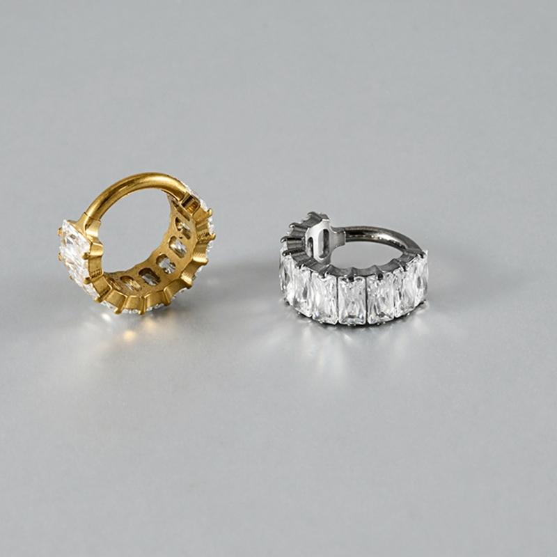 Body Jewelry For Sensitive Skin - Orecchino cartilagineo quadrato con zirconi, lega