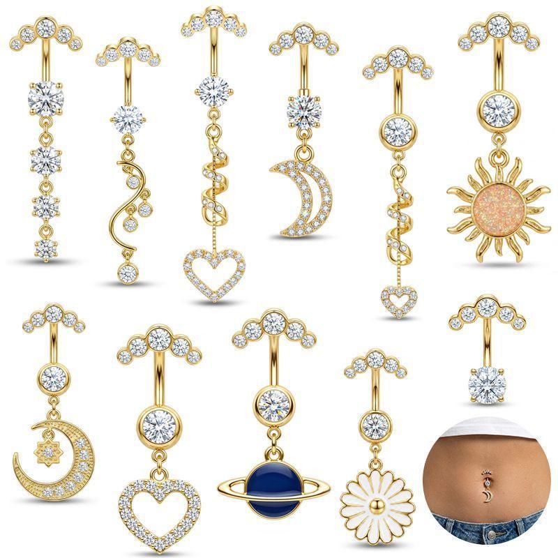 Body Jewelry For Sensitive Skin - 5 Pezzi Piercing Ombelico in Acciaio