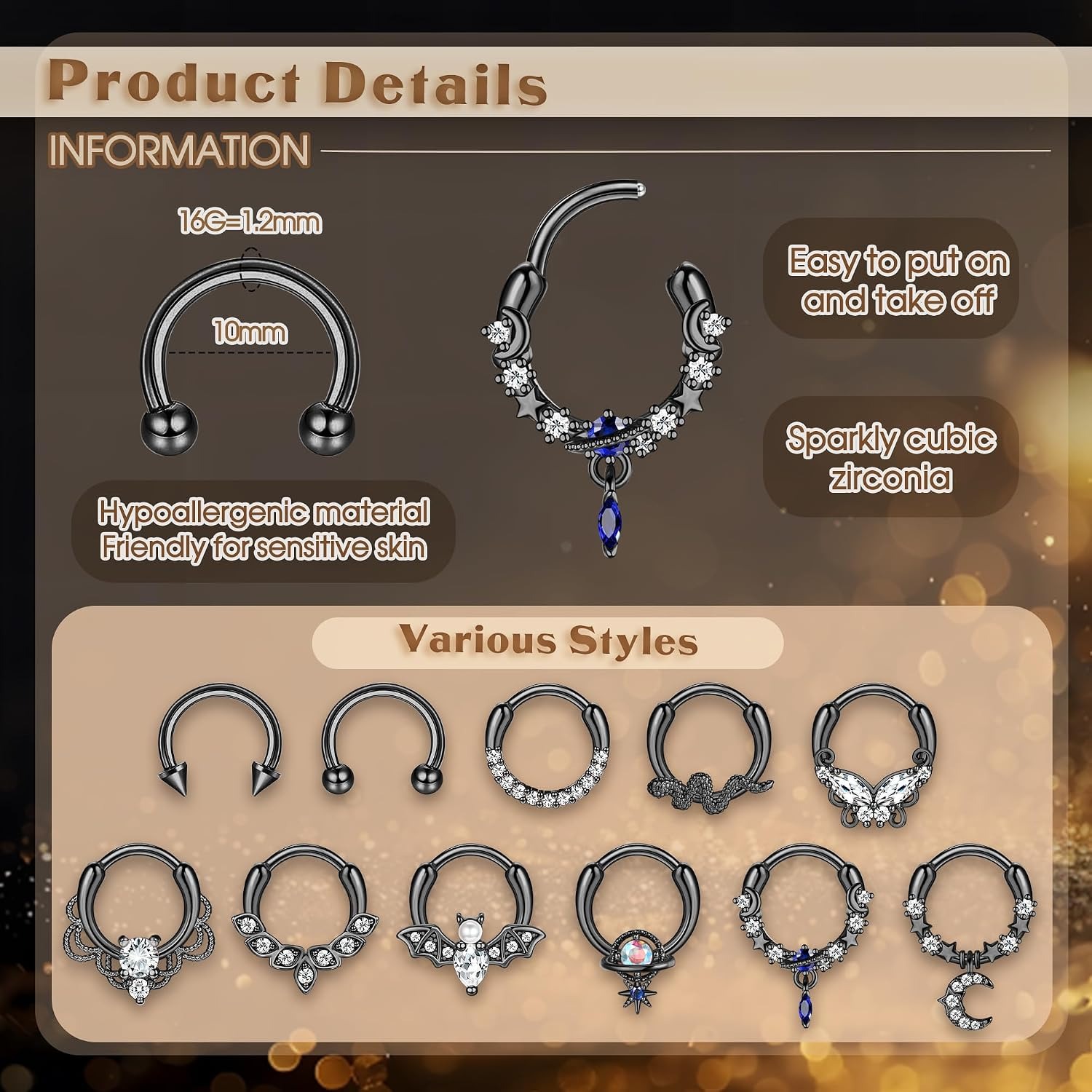 FASACCO Anelli per Septum, Gio - Body Jewelry For Sensitive Skin recensione e prezzo