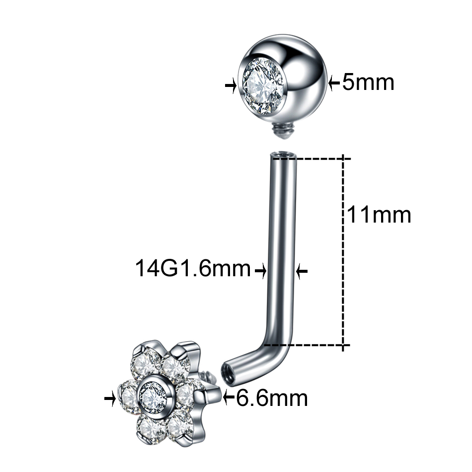 1 pz 14G Fiore di Titanio Chri - Body Jewelry Vch recensione e prezzo