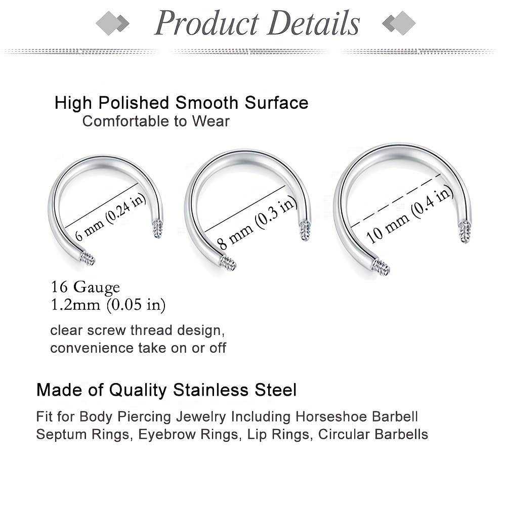 6/8/10/12/52pcs 16G aste in ac - Body Jewelry Industrial recensione e prezzo