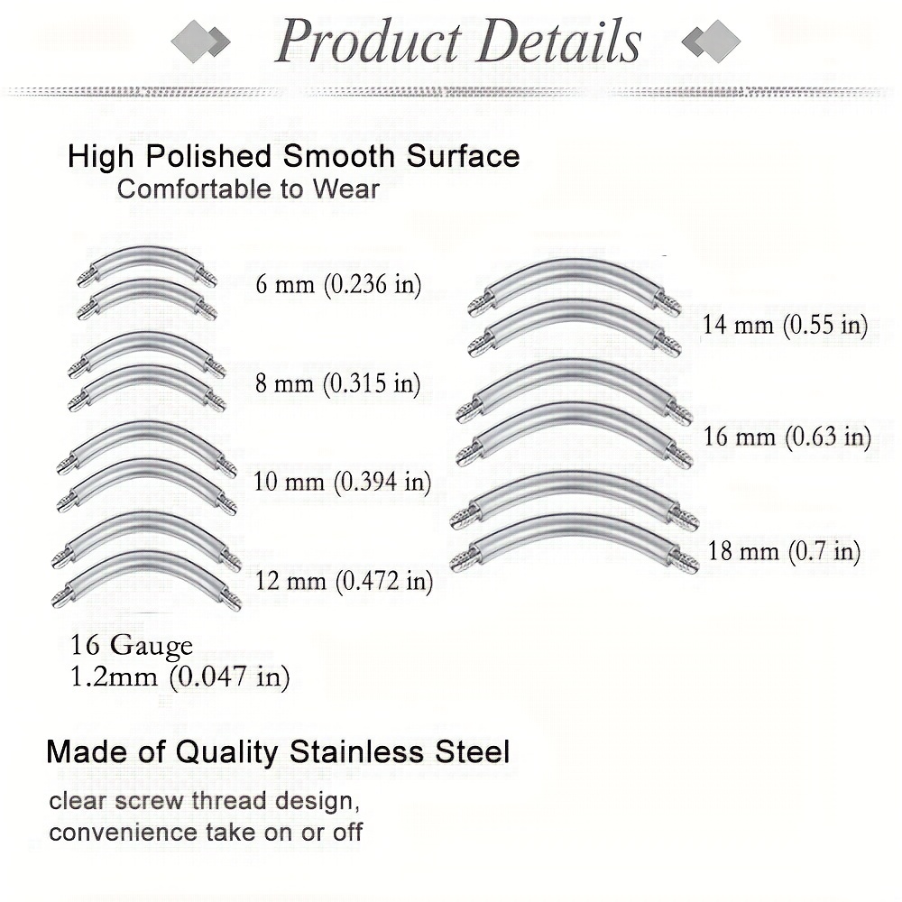 6/8/10/12/52pcs 16G aste in ac - Body Jewelry Industrial recensione e prezzo