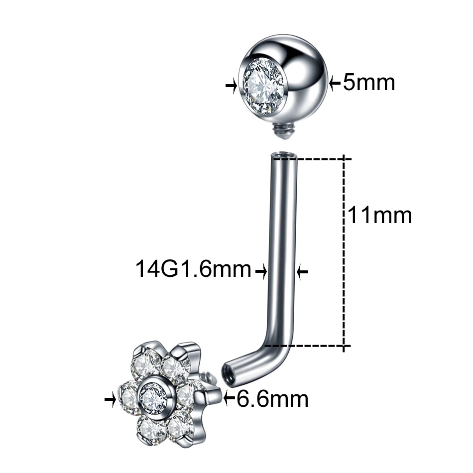 1Pc G23 Titanium Crystal Flowe - Body Jewelry Vch recensione e prezzo