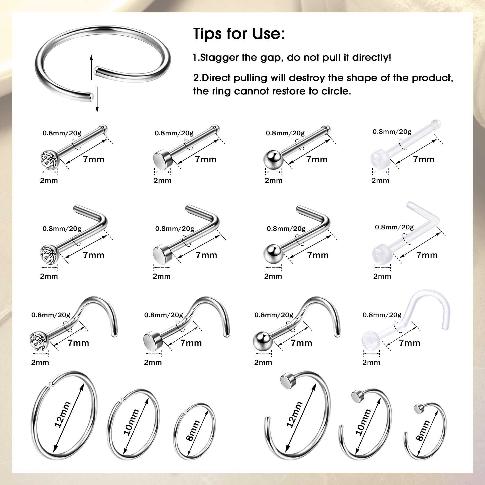 1 pz anello al naso ipoallerge - Body Jewelry For Sensitive Skin recensione e prezzo