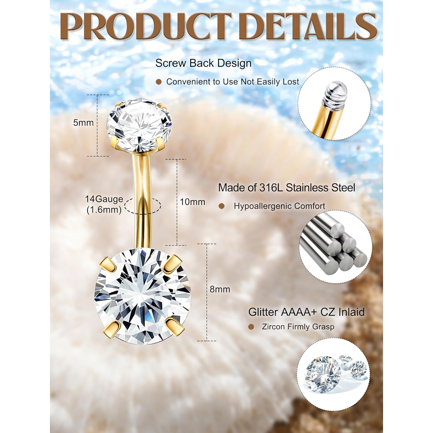 FASACCO 1 pz Anello per Ombeli - Body Jewelry For Sensitive Skin recensione e prezzo