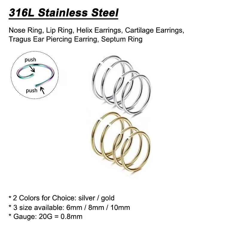 Set di 6 Anelli per Naso Ipoal - Body Jewelry Septum recensione e prezzo
