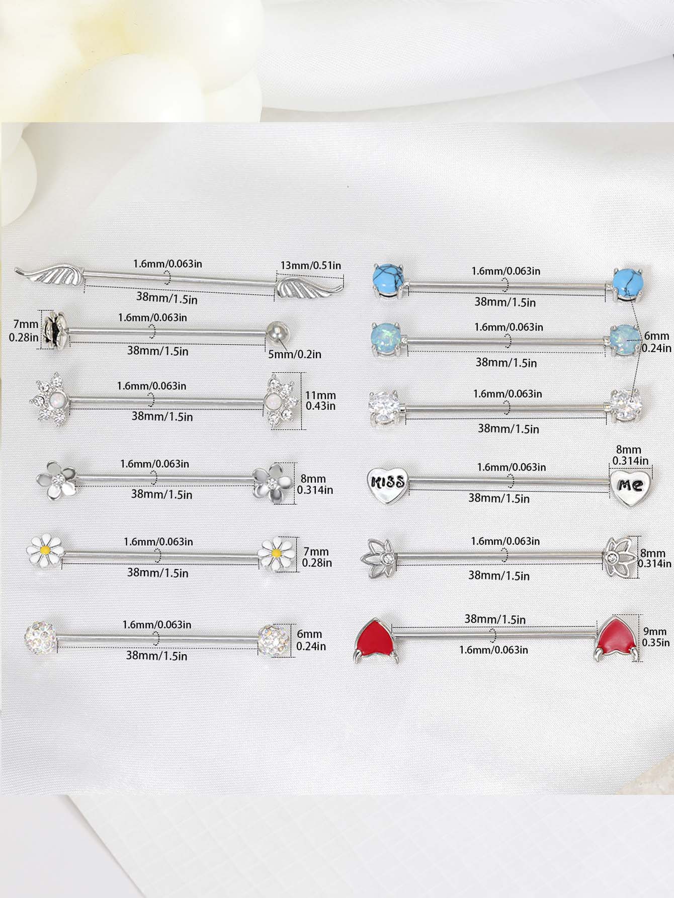 16G Frecce Cuori Bilanciere in - Body Jewelry Industrial recensione e prezzo